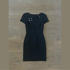 versus versace black safety pin lion head punk slit slash lbd dress